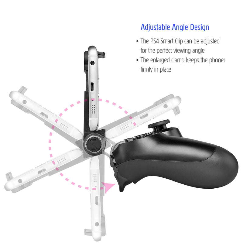 PS4 Controller Phone Mount, ADZ PS4 Phone Mount Smart Clip for PS4 Dualshock 4 Controller Compatible with iPhone, Android and PS4 Remote Play