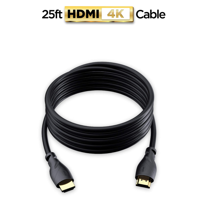 PowerBear 4K HDMI Cable 25 ft | High Speed, Rubber & Gold Connectors, 4K @ 60Hz, Ultra HD, 2K, 1080P, & ARC Compatible for Laptop, Monitor, PS5, PS4, Xbox One, Fire TV, Apple TV & More 1 25 Feet