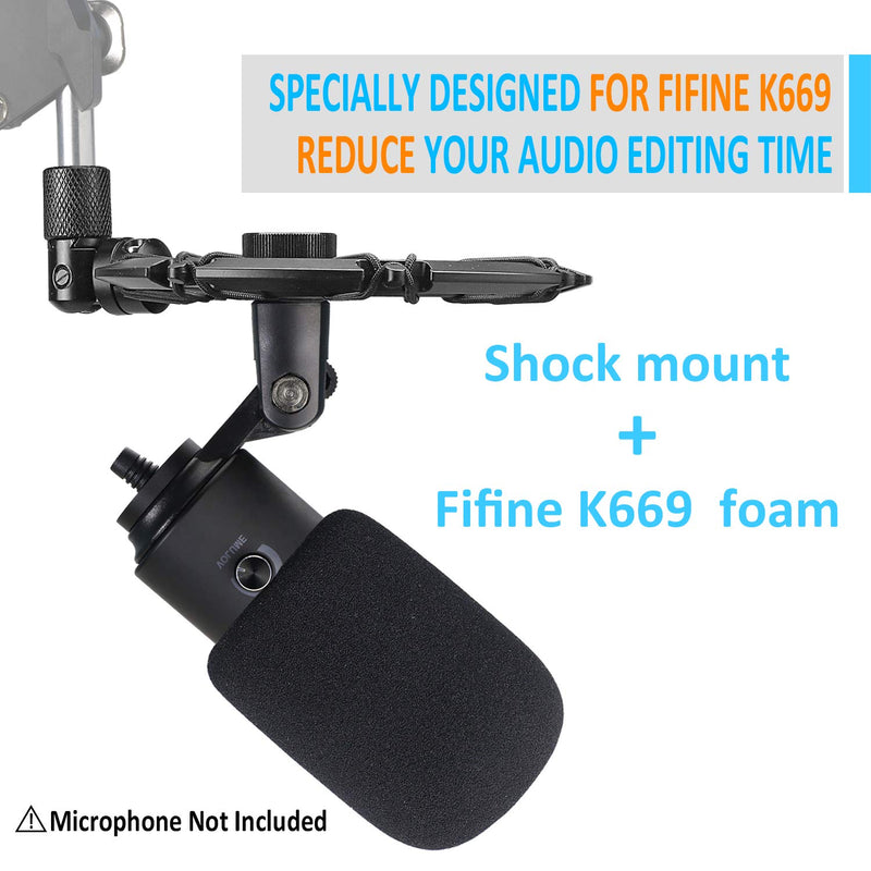 FIFINE K669 Shock Mount and Pop Filter Matching Boom Arm Mic Stand, Suitable for FIFINE K669 Mic by YOUSHARES