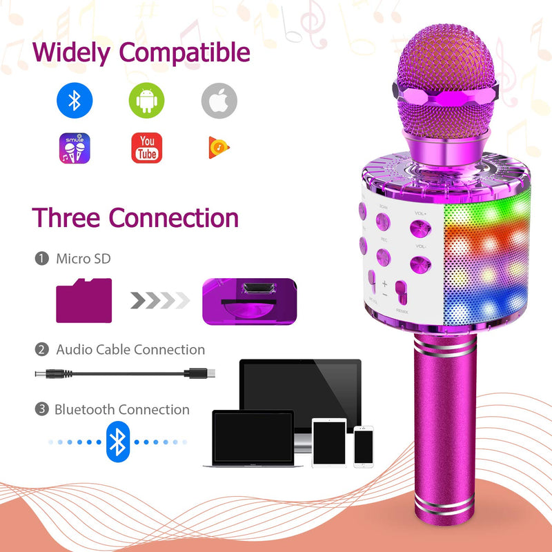 [AUSTRALIA] - Wireless Bluetooth Karaoke Microphone, 4-in-1 Portable Handheld Karaoke Mic Speaker Machine, Christmas Birthday Home Party for Android/iPhone/PC or All Smartphone A-Purple 