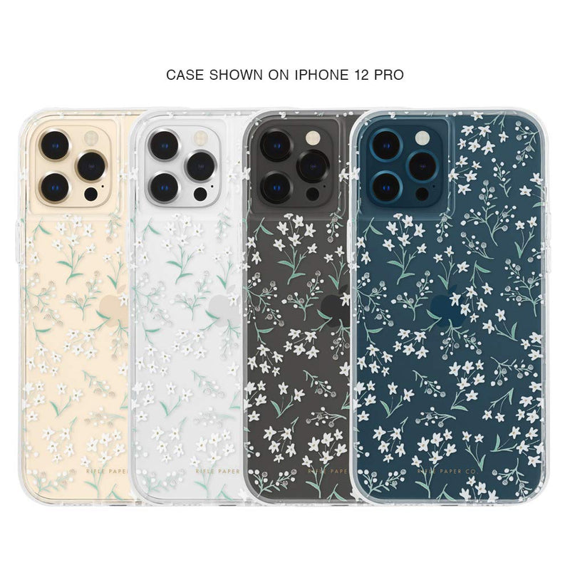 Rifle Paper Co - Case for iPhone 12 and iPhone 12 Pro (5G) - 10 ft Drop Protection - 6.1 Inch - Embellished Petite Fleurs iPhone 12 / iPhone 12 Pro