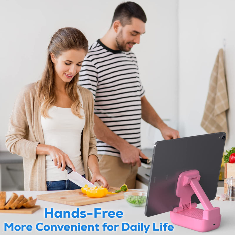 comiso Cell Phone Stand with Wireless Bluetooth Speaker, Punchy Bass & HD Stereo Sound Speaker for Home & Outdoors Compatible with iPhone/ipad/Samsung, Unique Ideal Gifts for Men Women-Pink Pink