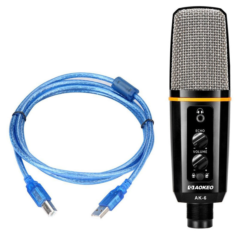 [AUSTRALIA] - Aokeo's AK-6 Desktop USB Condenser Microphone, Best For Live Podcasting, Broadcasting, Skype, YouTube, Recording, Singing, Streaming, Video Call, Conference, Gaming, Etc. With Mount Stand, Plug & Play 