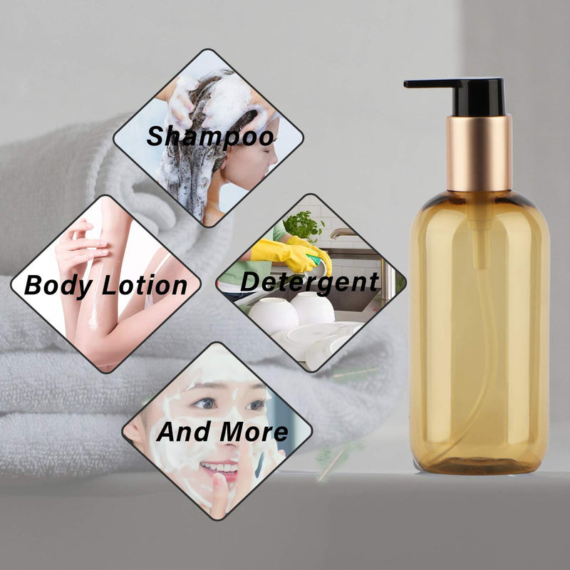 Yebeauty Empty Pump Bottle 8.45OZ, 2 PCS Shampoo Bottles Dispenser with Pump Refillable Containers, 250ml Golden