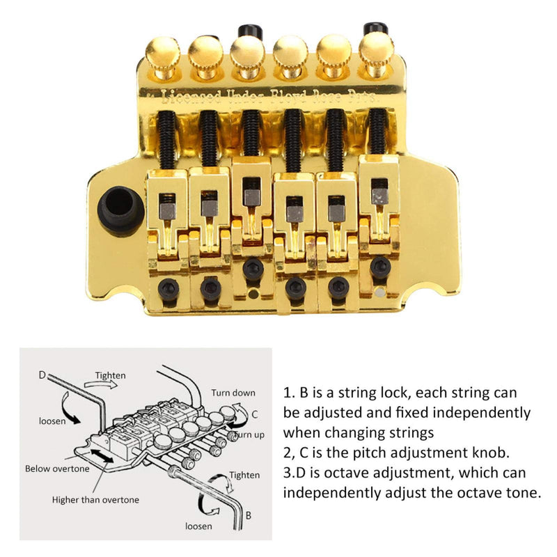 Electric Guitar Tremolo Bridge System Metal Vibrato Bridge for Floyd Rose Style Replacement(Gold) Gold