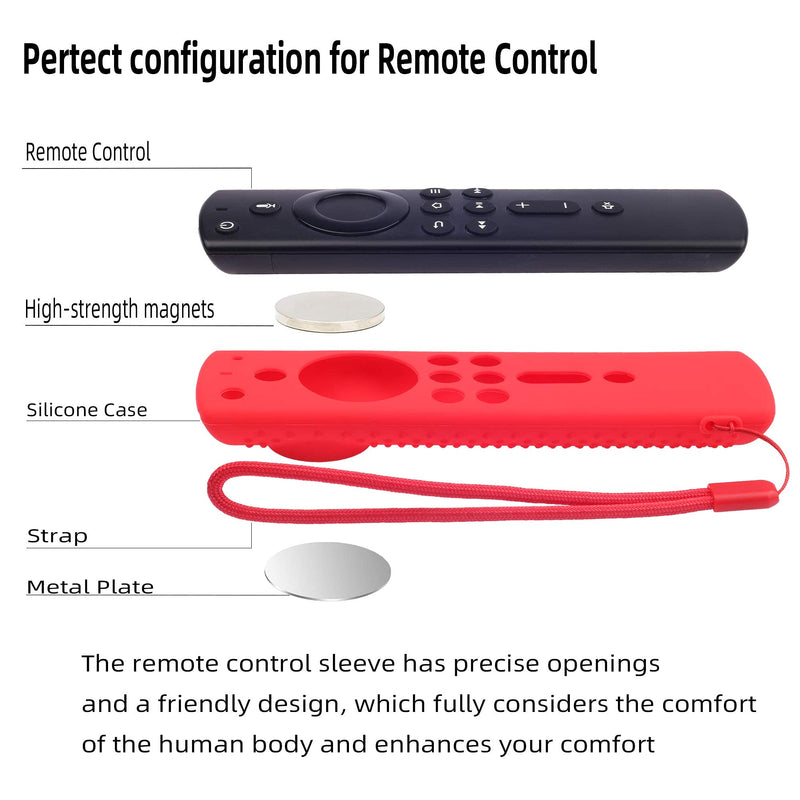 Fistick Remote Cover F Stick TV firesticksticktv Remote Control Silicone Cover TV Remote Cover 4k Remote Cover Magnetic Silicone Remote Control Case (Red) Red