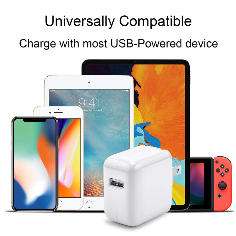 iPad Charger iPhone Charger [Apple MFi Certified] Ostrich by Novobit 12W USB Wall Charger Foldable Portable Travel Plug with USB to Lightning Cable Compatible with iPhone, iPad, Airpod