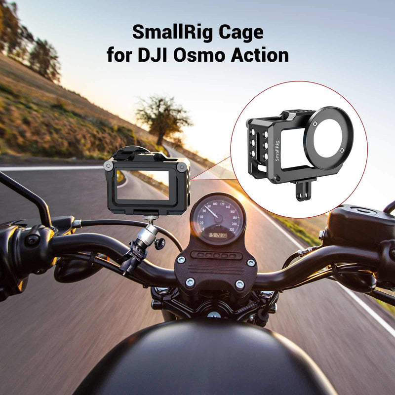 SMALLRIG Video Vlogging Camera Frame Cage for DJI Osmo Action Camera with 1/4” and 3/8” Thread Locating Holes Compatible with 52mm Adapter for Lens, Prevent The Screen from Scratching - CVD2360