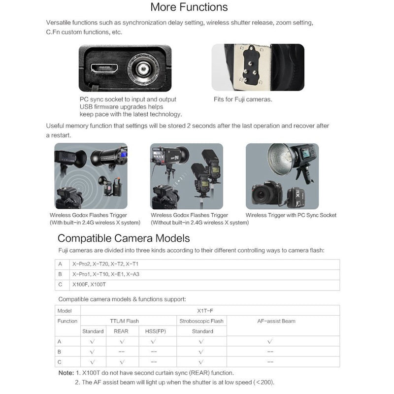 GODOX X1T-F TTL Strobe Trigger 1/8000s HSS 32 Channels 2.4G Wireless LCD Flash Trigger Transmitter for Fuji Fujifilm Cameras