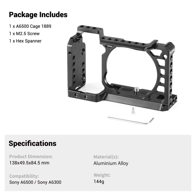 SMALLRIG Cage for Sony Alpha A6300 A6500/ILCE 6500 4K Digital Mirrorless Camera - 1889