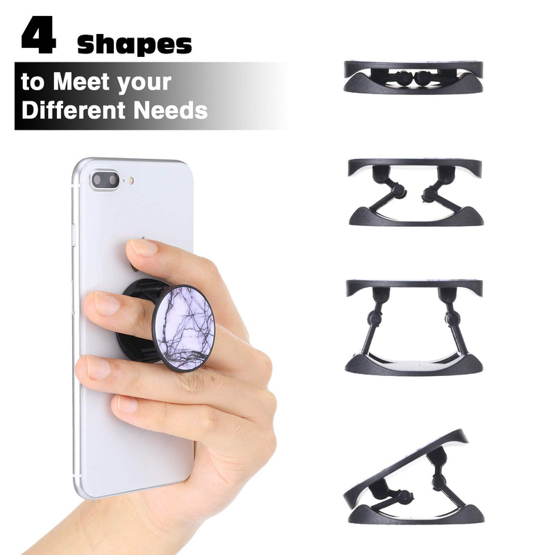 Saillong 10 Pieces Collapsible Phone Grip Holders Marble Grip Stand Finger Phone Holder Adhesive Finger Stand for Most Smartphone and Tablets