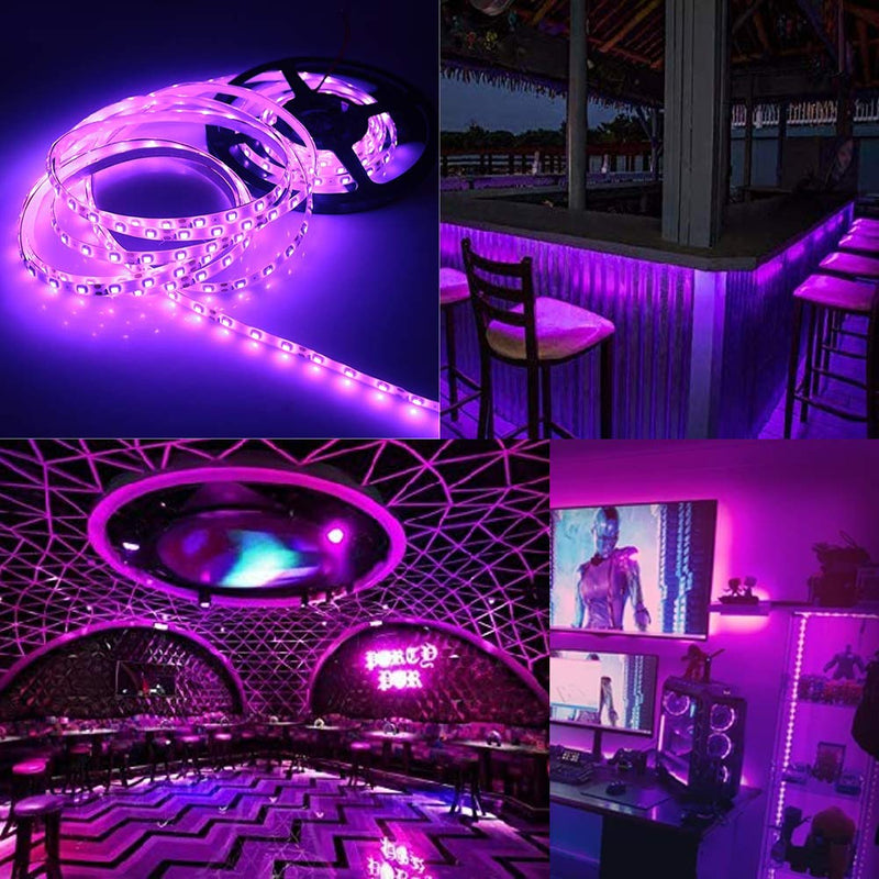 [AUSTRALIA] - FAVOLCANO Waterproof Purple LED Strip 3528 SMD 300LED 5M Flexible Lamp Light DC 12V 60LED/M IP65 + 2.1 x 5.5mm DC Power Female Plug Jack Adapter Connector Plug Purple + Dc 