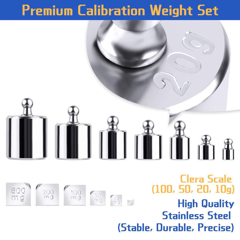 UCEC Calibration Weight Kit, 10mg - 100g Gram Weights, Precision Stainless Steel Balance Scale Calibration Weight Set with Tweezers for Digital Jewellery Scale Lab Educational Science Weights