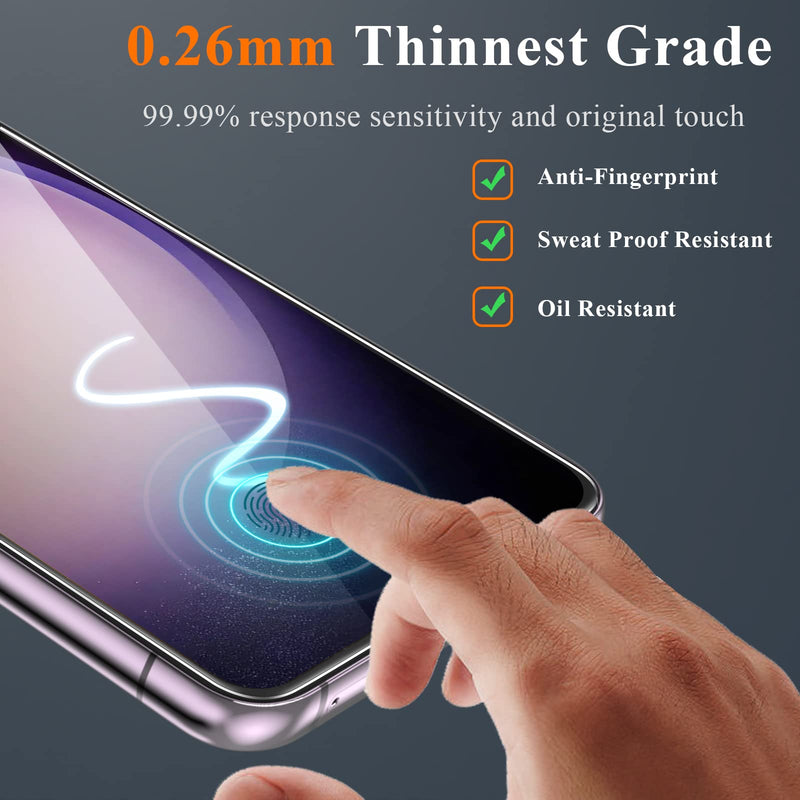 YMHML 3 Pack for Samsung Galaxy S23 Plus Screen Protector Tempered Glass, Upgrade Fingerprint Unlock Compatible 3 Pack Camera Lens Protector, Case Friendly Screen Protector for Galaxy S23 Plus / S23+
