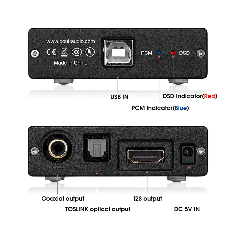 Douk Audio U2 PRO XMOS XU208 Digital Interface, USB to TOSLINK Coaxial/Optical/HDMI IIS Audio Adapter, for DAC/Preamp/Amplifier, Support PCM & DSD256