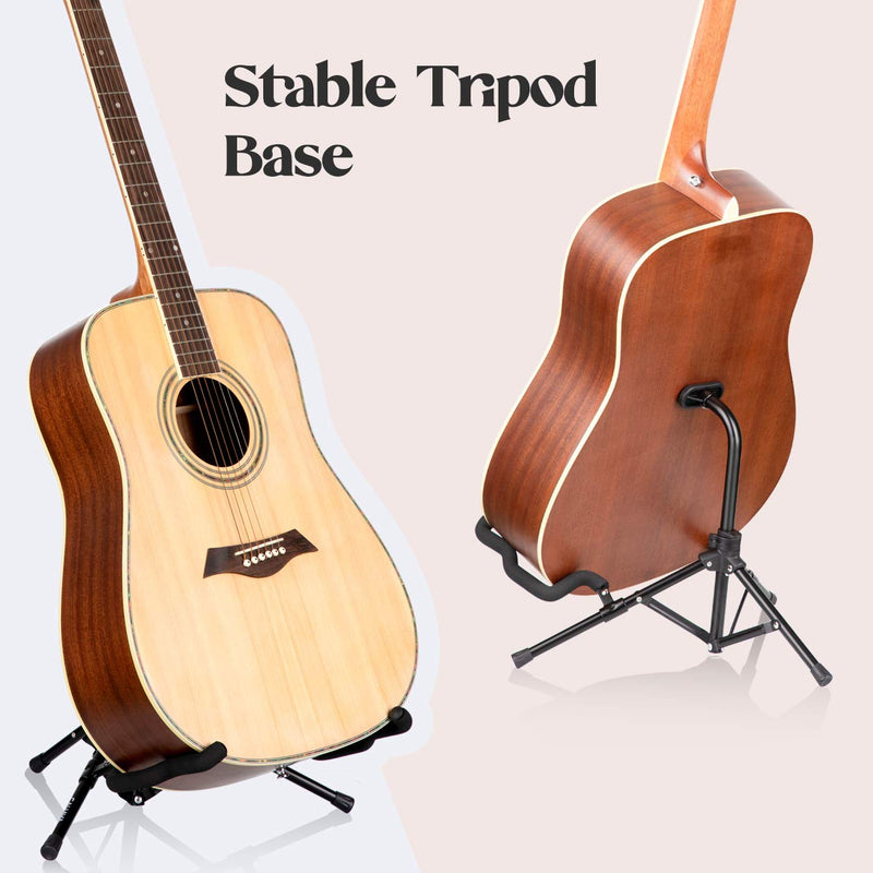 CAHAYA Guitar Stand Folding Tripod Metal Universal for Acoustic Electric Guitars Ukulele Violin Banjo Mandolin