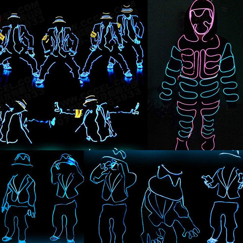 Neon Lights El Wire with Battery Pack 3m/9ft Flexible Neon Lights 3 Lighting Modes Neon Lights Car Lights Garden Wedding Decoration Holiday LED Rope Lights(White) White