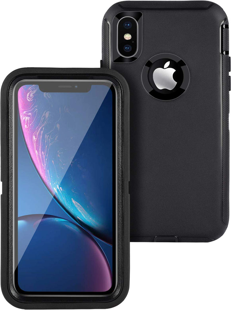 AOPULY for Apple iPhone X/XS Case with Screen Protector, Heavy Duty Full Body Shockproof Military Grade Cover, Rugged 3 in 1 Drop Protection Phone Case iPhone X/XS 5.8" [Black] Black