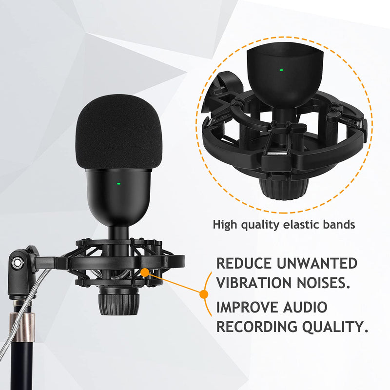 Desktop Mic Stand with Shock Mount, Foam Windscreen, Adjustable Microphone Stand with Pop Filter Shockmount Reduces Vibration Noise Table holder for Razer Seiren Mini USB Streaming Microphone Frgyee