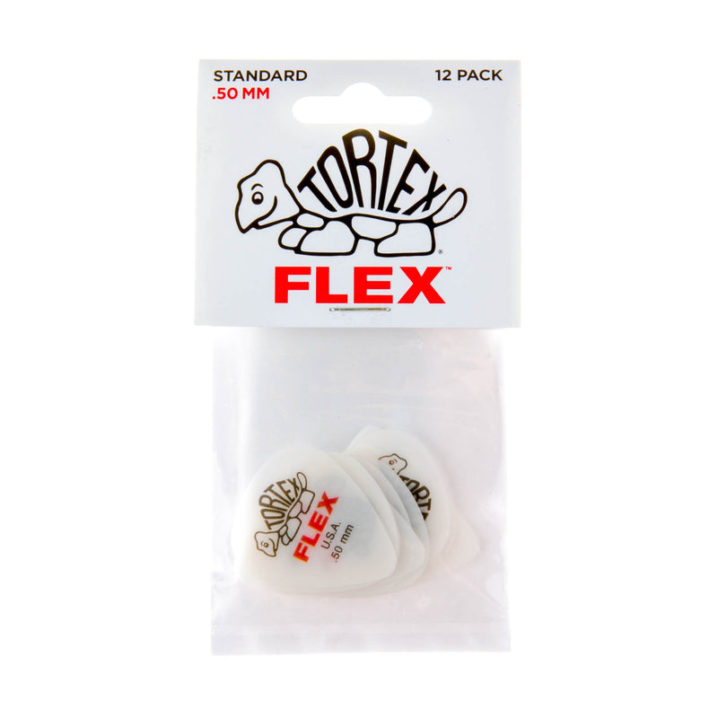 Jim Dunlop Dunlop Tortex Flex Standard .50mm Red Guitar Pick - 12 Pack (428P.50) .50mm | White