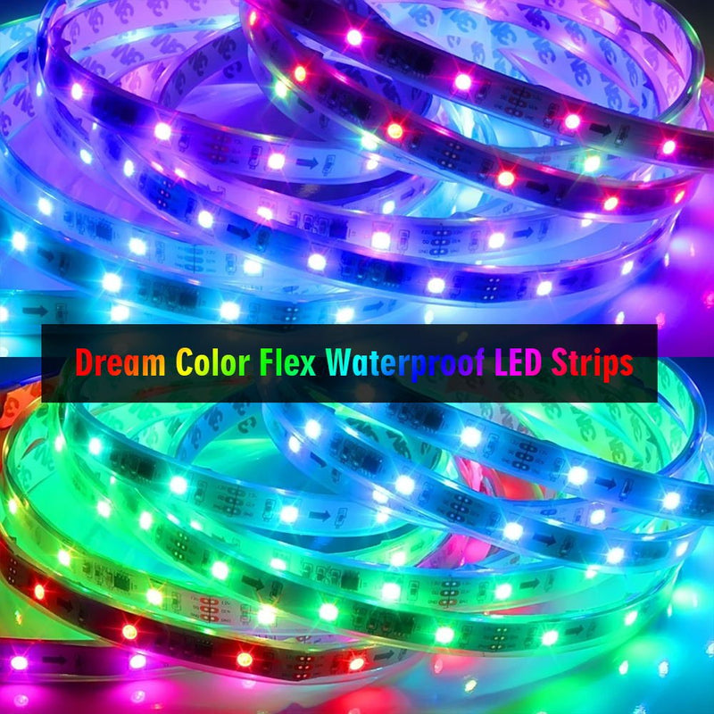 [AUSTRALIA] - Dream Color LED Light Strips Kit 16.4 Ft SMD 5050 Addressable Pixel UCS1903 RGB Waterproof IP67 Flexible Light Strip with Remote Control and DC12V Power Supply for DIY Lighting and Outdoor Lighting 