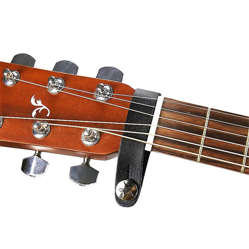 Miwaye Guitar Strap String, Black Leather Guitar Neck Strap Button, Acoustic Guitar Headstock Strap Tie, Strap Lock 1 PCS