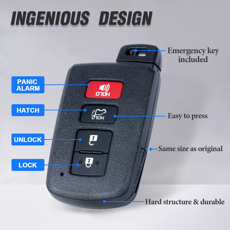 Keymall Keyless Entry Smart Prox Remote Key Fob Replacement for Toyota RAV4 2013 2014 2015 2016 2017 2018 4 Buttons 8A Chip 281451-0020 G Board FCC ID:HYQ14FBA PN:89904-0R080