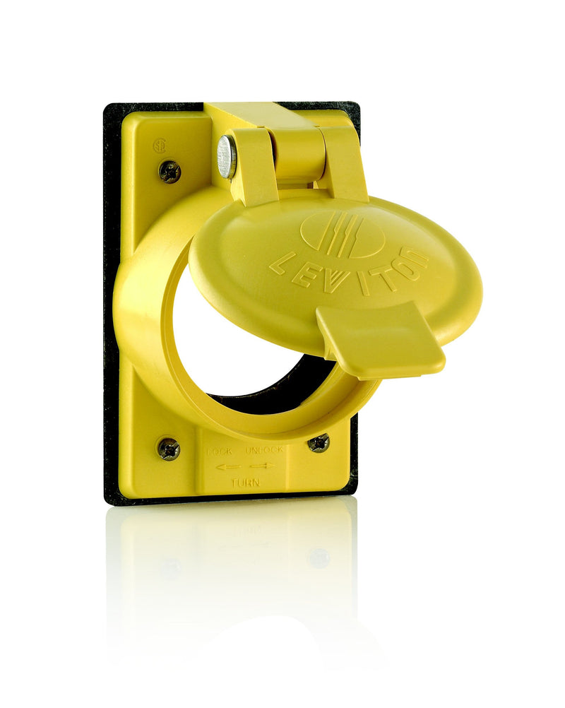 Leviton 7788-CR Weatherproof Receptacle Cover with Lift Lid, For 50A Corrosion Resistant Devices, Yellow