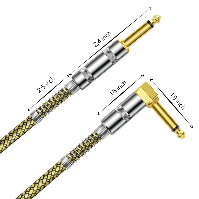 [AUSTRALIA] - CableGeeker Guita Cable, 10ft Guita Instrument Cable 1/4 Inch Right to Straight Bass Audio Cord - BlackYellow 