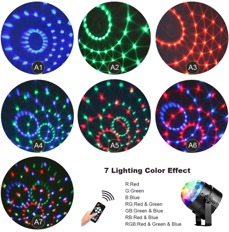 Delgeo Disco Lights, Stage Light Ball,7 Color Sound Activated Party Lights, for Xmas Club/ KTV/ Pub（UK Plug)