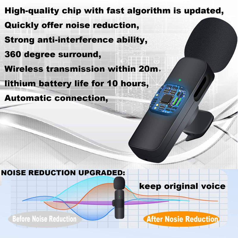 Atazevk Mini Wireless Lavalier Microphone for iPhone ipad Tiny Microphone Lapel Mic Plug-Play Small Phone Microphone Cordless,Podcast Equipment Bundle for TikTok/Live Stream/Video/Meeting