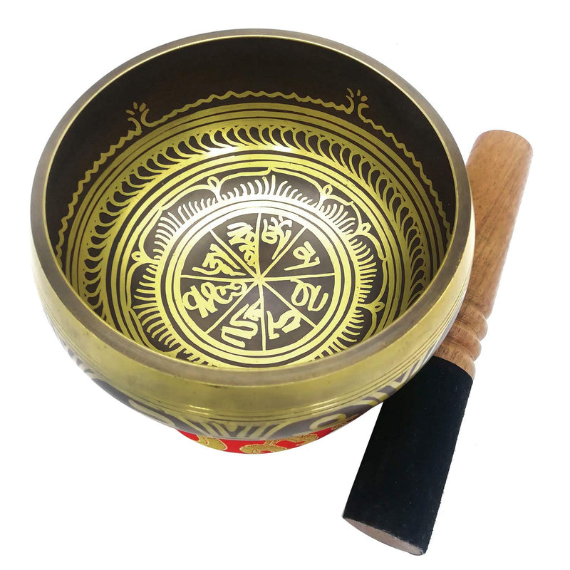 Tibetan Singing Bowls Set 5.2" Antique Design with Cushion and Mallet Meditation Sound Bowl Handcrafted in Nepal for Yoga Chakra Healing Deep Relaxation Mindfulness Heart Peace 13cm/5.2"