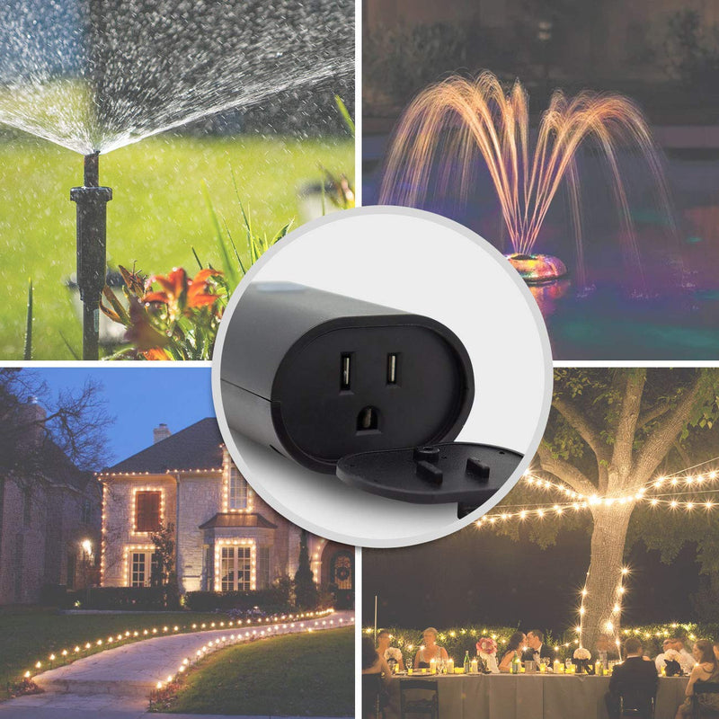 Minoston Z-Wave Plus Smart Plug, Outdoor On/Off Outlet Switch, ZWave Hub Required, Weather-Resistant, Built-in Repeater, Work with SmartThings, Wink, Alexa, Black(MP22Z) Outdoor Outlet