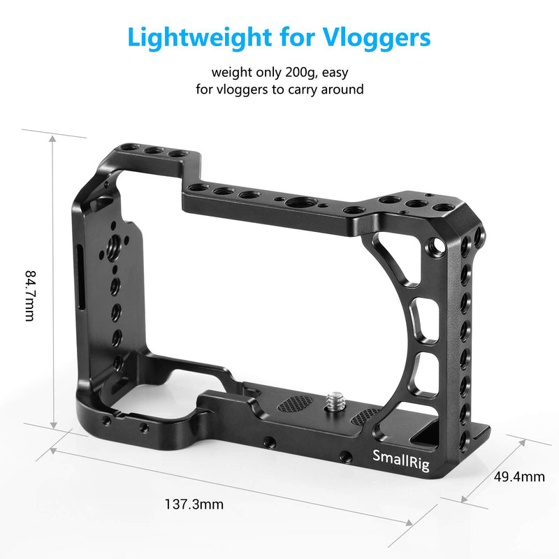 SmallRig Camera Cage Kit for Sony A6100/A6300/A6400/A6500 with a Top Handle and a Cold Shoe Extension - KCCS2753 cage w/ top handle & shoe extension