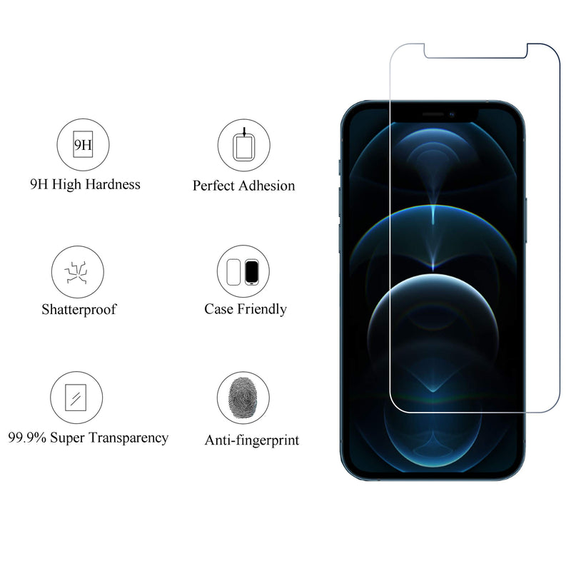Ailun 2 Pack Screen Protector Compatible for iPhone 12 Pro Max[6.7 inch] + 2 Pack Camera Lens Protector,Case Friendly Tempered Glass Film,[9H Hardness] - HD