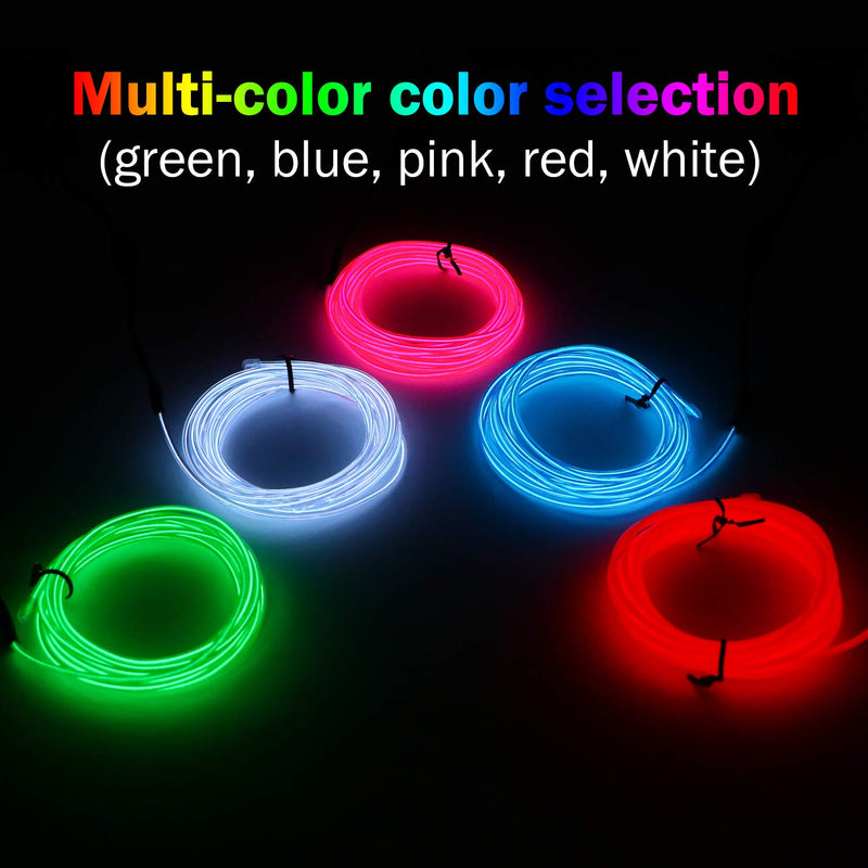 [AUSTRALIA] - BOBOO EL Wire,3 Mode Portable Neon Lights,5 by 10 ft,EL Wire Kit electroluminescent Wire for Christmas Party DIY Decorations 