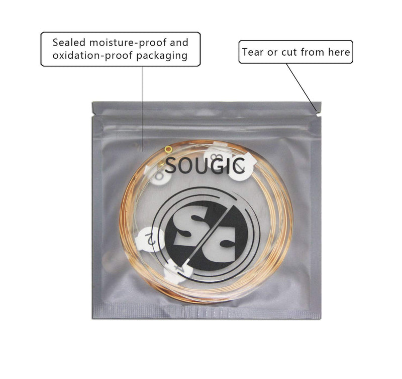 3 Pack |SOUGIC Phosphor Bronze Acoustic Guitar Strings (.010-.047) Anti-rust steel String set, Rich Expressive Sound Excellent Clarity, Bright and Well-Balanced Acoustic Light Light (.010-.047)(3-pack)