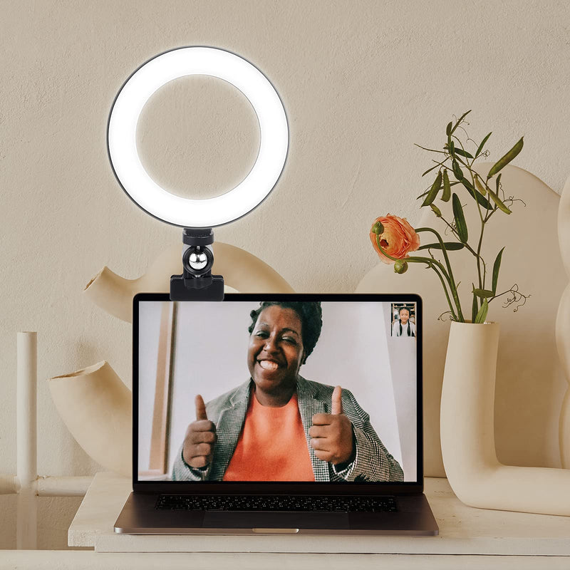 6" Ring Light with Clip Clamp Mount for Laptop Phone for Zoom Meetings, Makeup, YouTube, TIK Tok, Vlogs Selfie 3 Light Modes