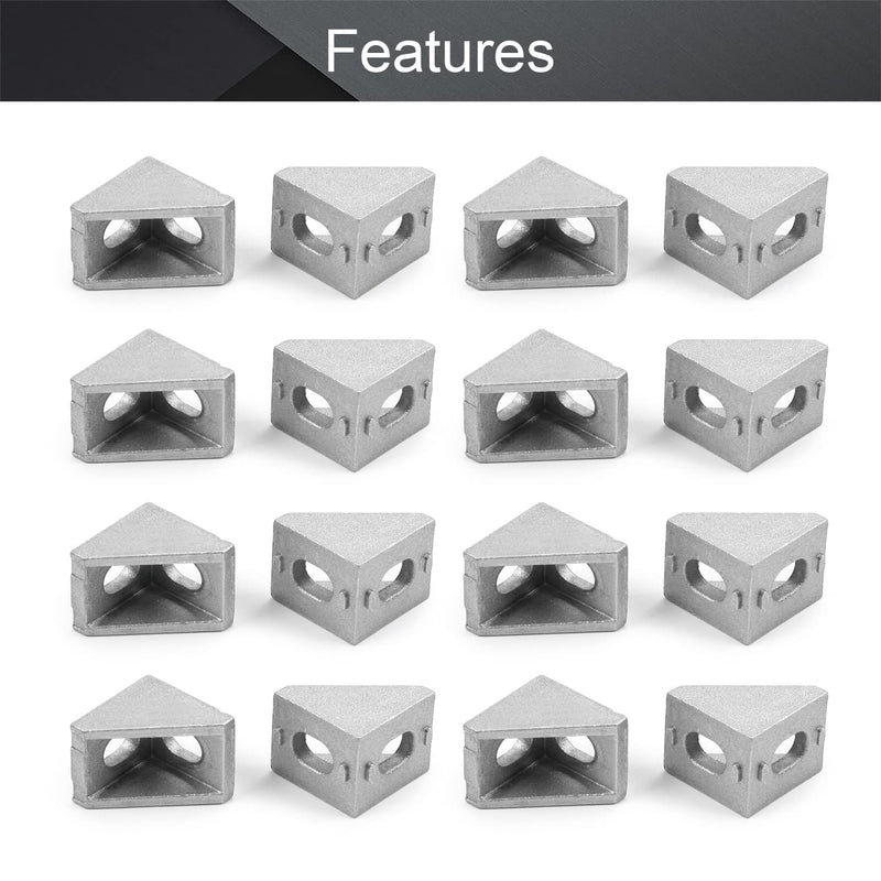 MroMax 20PCS Inner Angle Bracket Gusset Aluminum Alloy Inner Joint Bracket Suitable for 2020 Series Aluminum Extrusion Profile Silver
