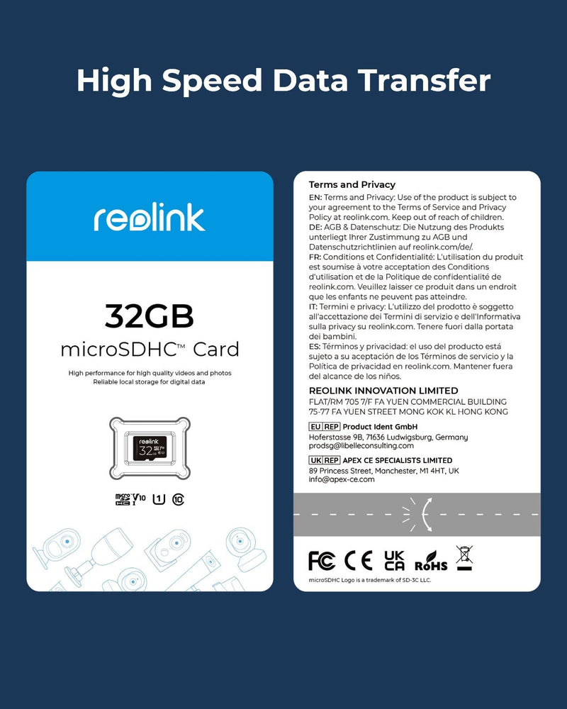 REOLINK 32GB MicroSD HC UHS-I Memory Card, Class 10 TF Memory Card Compatible with Reolink Surveillance Camera