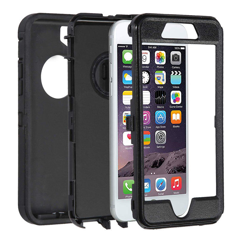 Annymall Case Compatible for iPhone 8 & iPhone 7, Heavy Duty [with Kickstand] [Built-in Screen Protector] Tough 4 in1 Rugged Shorkproof Cover for Apple iPhone 7 / iPhone 8 Black