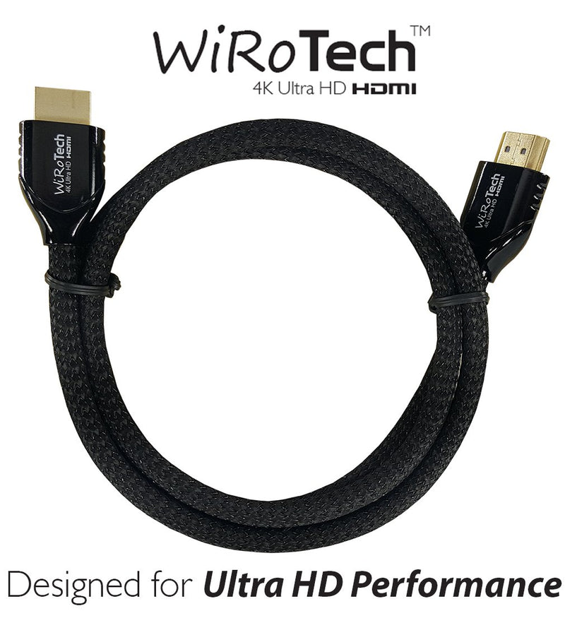 WiRoTech HDMI Cable 4K Ultra HD with Braided Cable, HDMI 2.0 18Gbps, Supports 4K 60Hz, Chroma 4 4 4, Dolby Vision, HDR10, ARC, HDCP2.2 (3 Feet, Black) 3 Feet