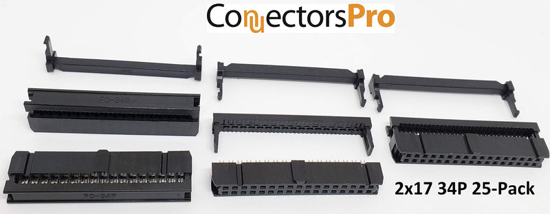 [AUSTRALIA] - Pc Accessories - Connectors Pro 25-Pack 2X17 34 Pins 2.54mm 0.1" Pitch Dual Row IDC Socket for Standard Flat Ribbon Cable, 34P FC Female Connector 