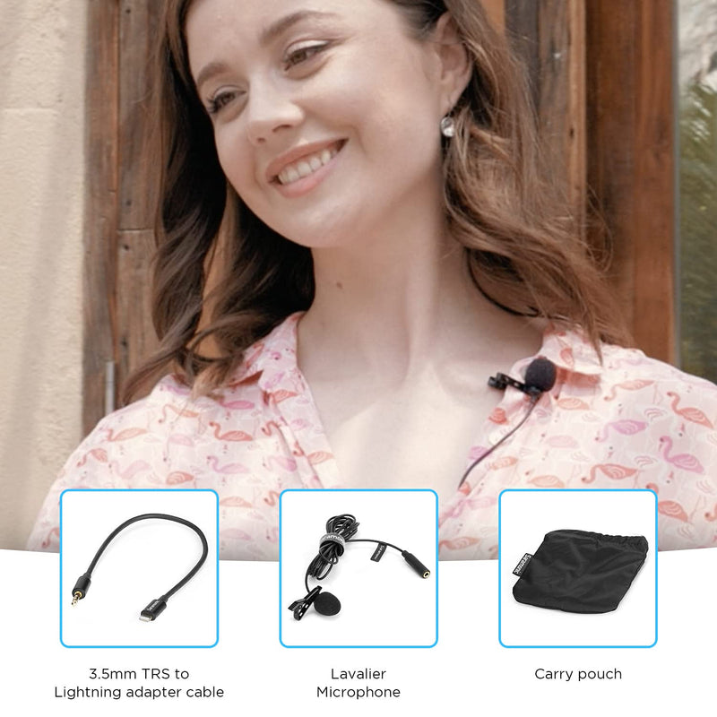 Saramonic 2M Length Clip-on Lavalier Microphone with Detachable Audio Connector Compatible for iOS iPhone, iPad, iPod Touch