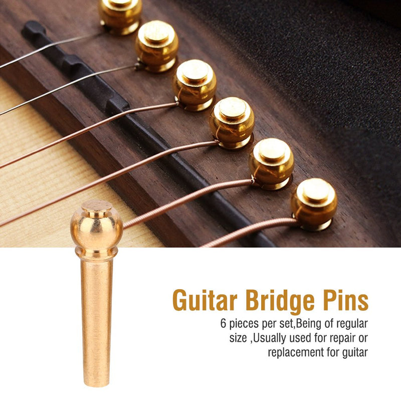 Tbest 6Pcs/Set Brass Guitar Bridge Pins Guitars Replacement Parts Repair Accessories 6 Pieces