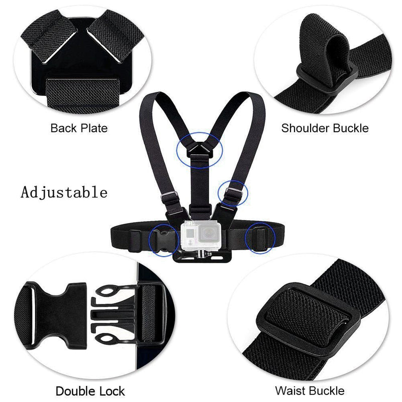 VVHOOY Chest Mount Harness Adjustable Chesty Strap Compatible with Gopro Hero 8/7/6/5/4 Session DJI Osmo AKASO EK7000 Brave 4 5 6 Plus APEMAN Dragon Touch COOAU Sjcam Action Cameras