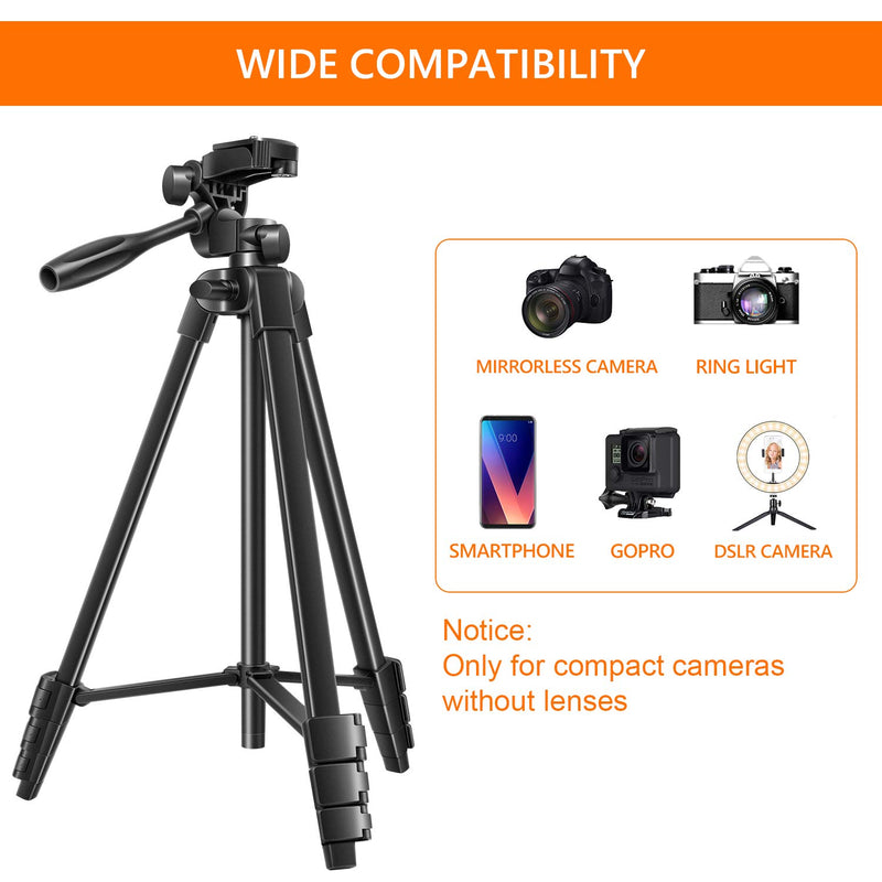 Tripod,Tripod for Phone 53-Inch,tripod for android phone Tripod for iPhone,Android Phone,Gopro,DSLR Cameras,tripod for camera,with Bluetooth Remote Control,Phone Tripod with Carry Bag,Live Stream/Vlog