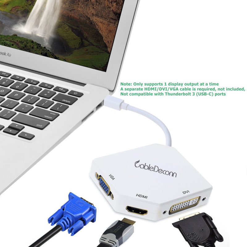 CableDeconn The Cobra Appearance Multi-Function Thunderbolt Mini DisplayPort DP to HDMI VGA DVI Cable Converter Adapter for MacBook Suface Pro Air