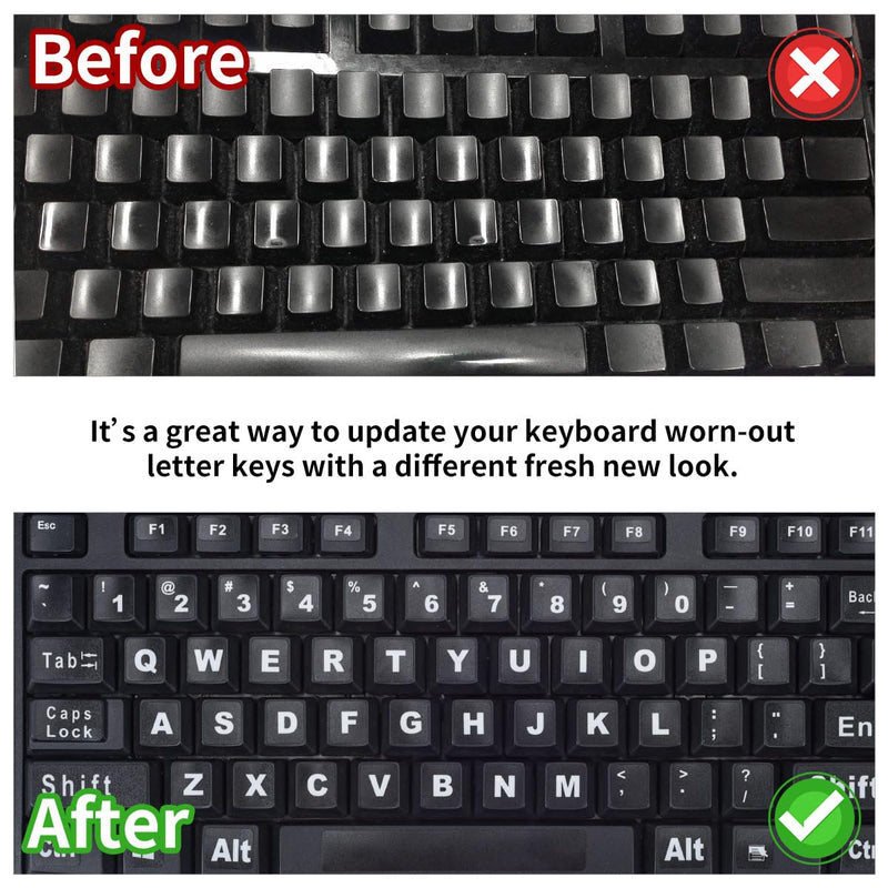 Keyboard Stickers Replacement Letters English, Full Size Big Letter QWERTY Keyboard Sticker Universal for PC Computer Laptop Desktop, Matte Keyboard Alphabet Stickers -2PCS English-full keyboard(2pcs)