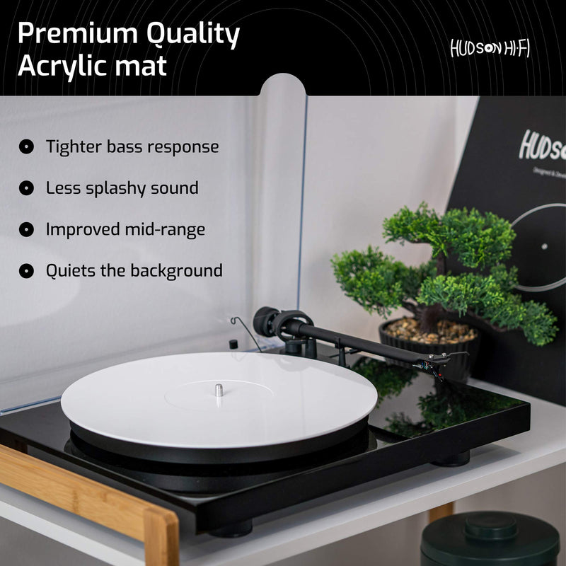 Acrylic Turntable Mat - White - LP Slipmat with Record Label Recess